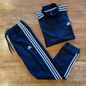 Adidas PrimeGreen Dark Blue Tracksuit with White Accents
